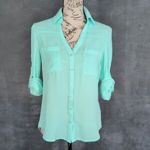 Express Portofino Shirt In Aqua